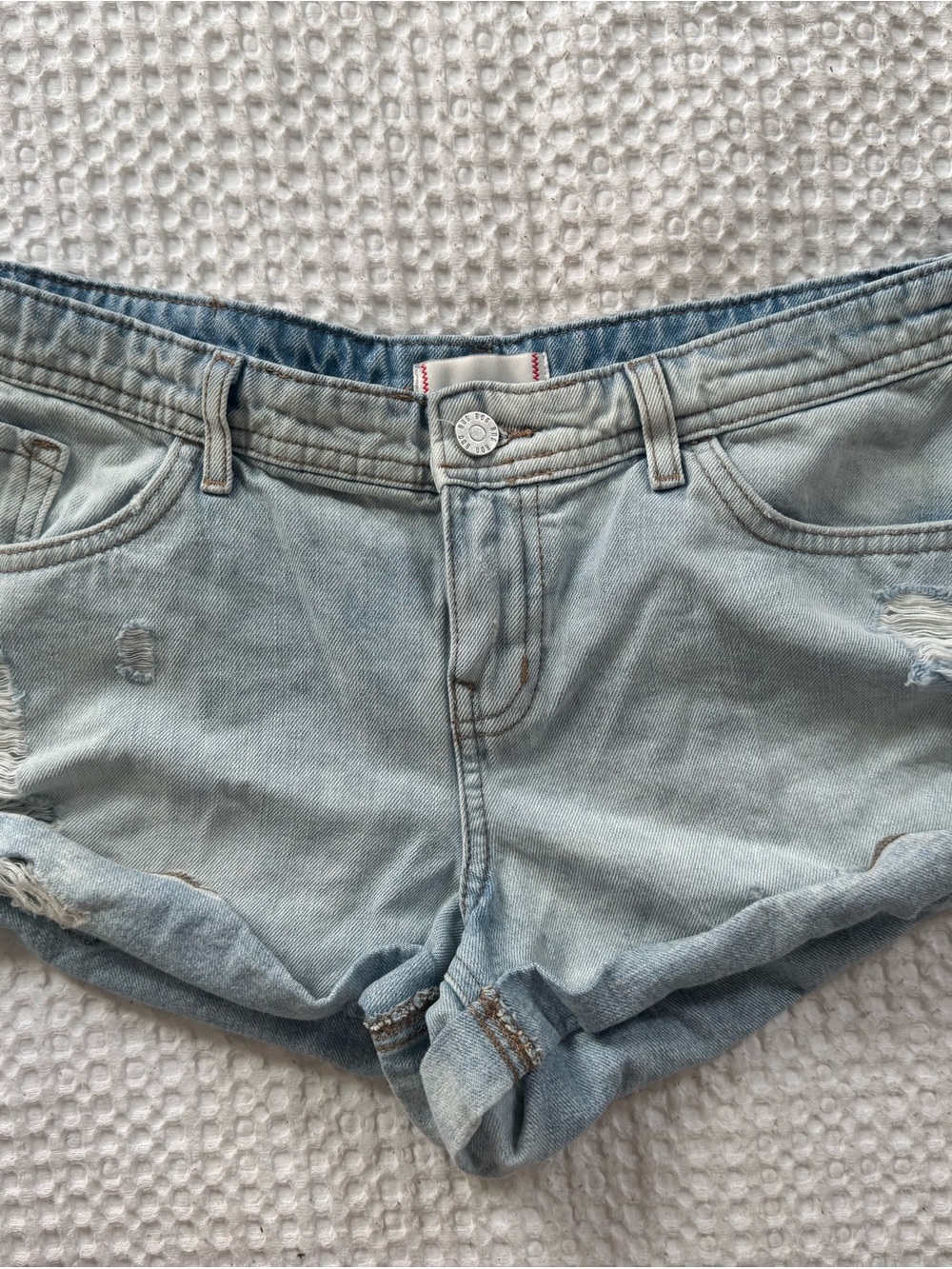 BDG Light Blue Distressed Denim Shorts